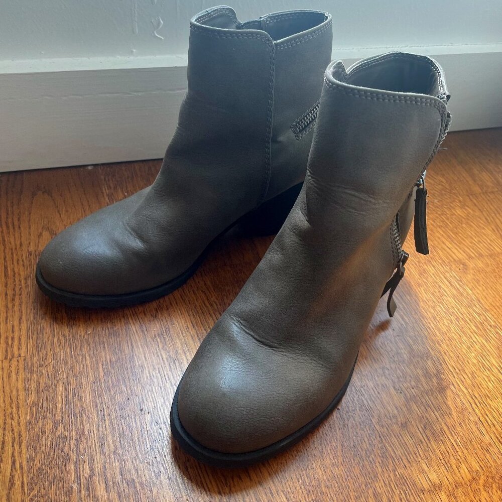 Gray Zip Ankle Boots